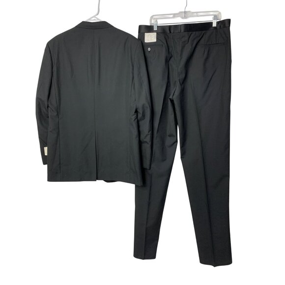Bellagio Mens Black Tuxedo Suit 2-Piece 44L / 39W Wool Blend Wedding Prom 8077 - Picture 10 of 14